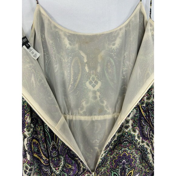 J Crew Tank Top 00 Purple Silk Blend Babydoll Spaghetti Strap Paisley Lined - Picture 5 of 8